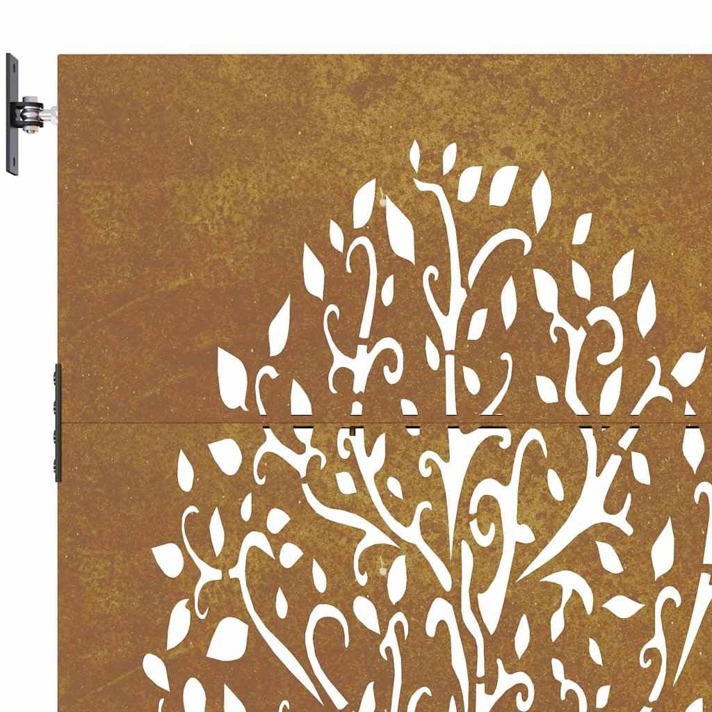 vidaXL Cancello da Giardino 85x75 cm in Acciaio Corten Design Albero, cancello in metallo, cancello da giardino anteriore, cancello da giardino con serratura