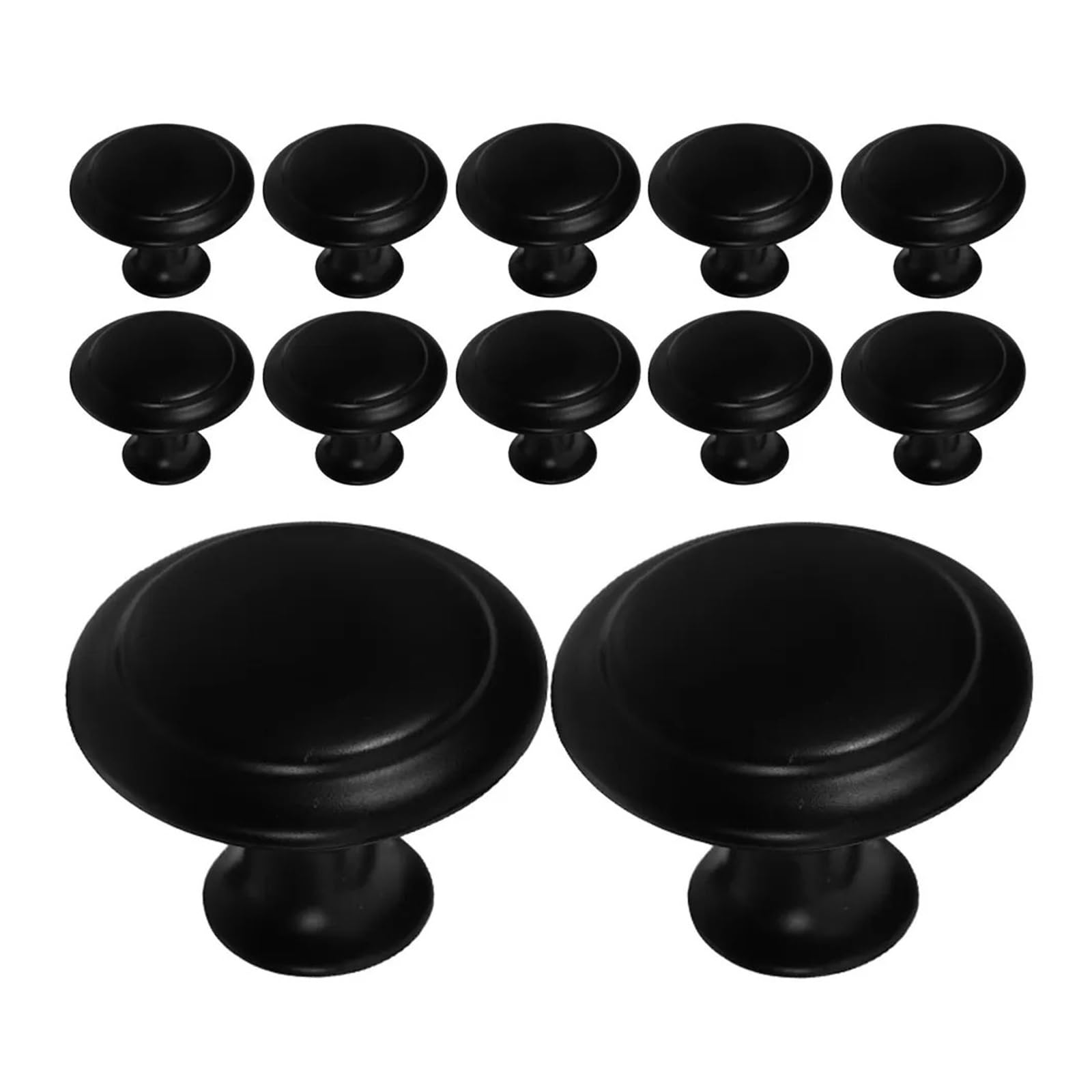 Runde Schrankknäufe, 25 Stück, schwarz, Edelstahl, runde Schubladengriffe
