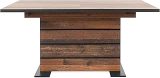 Manhattan - Tavolo da pranzo estensibile, in legno, stile e nero, 160-200 x 90 x 75 cm