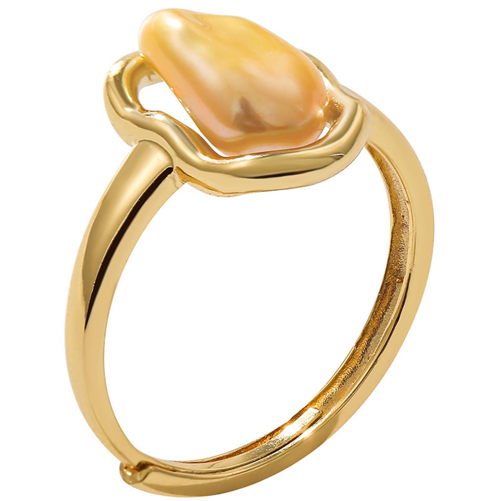 Bague Femme en Argent et perle baroque dorée unique éclat chic - 5