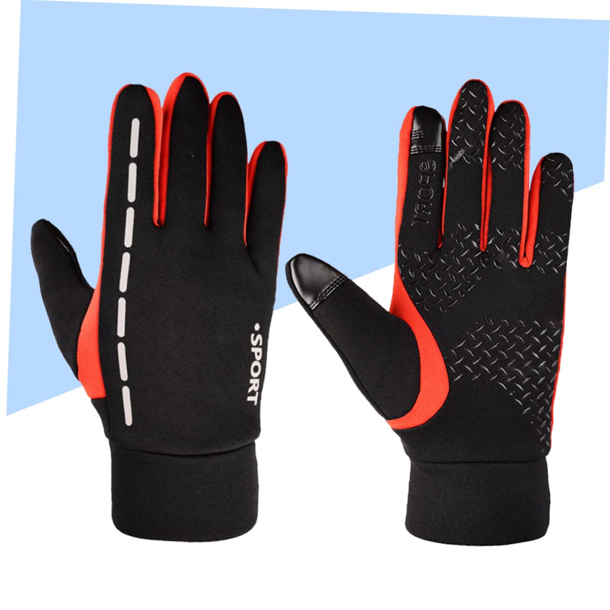 SOLUSTRE 3pares Guantes Cálidos Impermeables Antideslizantes para Ciclismo y Senderismo Talla Rojo Transpirables y Pantalla Táctil