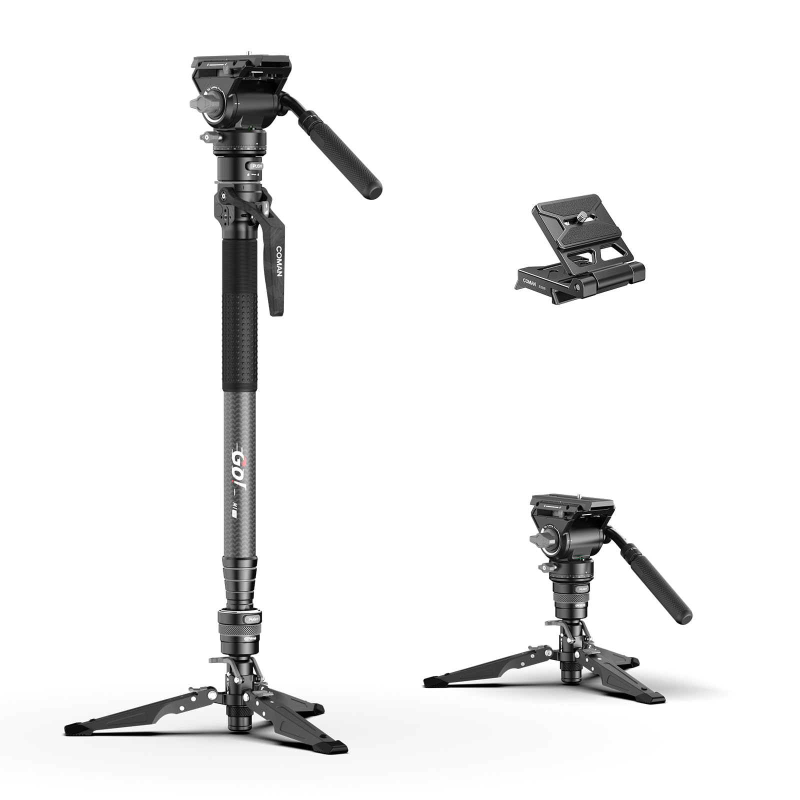 コモコ Amazon.com : COMAN One-Click Lifting Carbon Fiber Monopod, 69