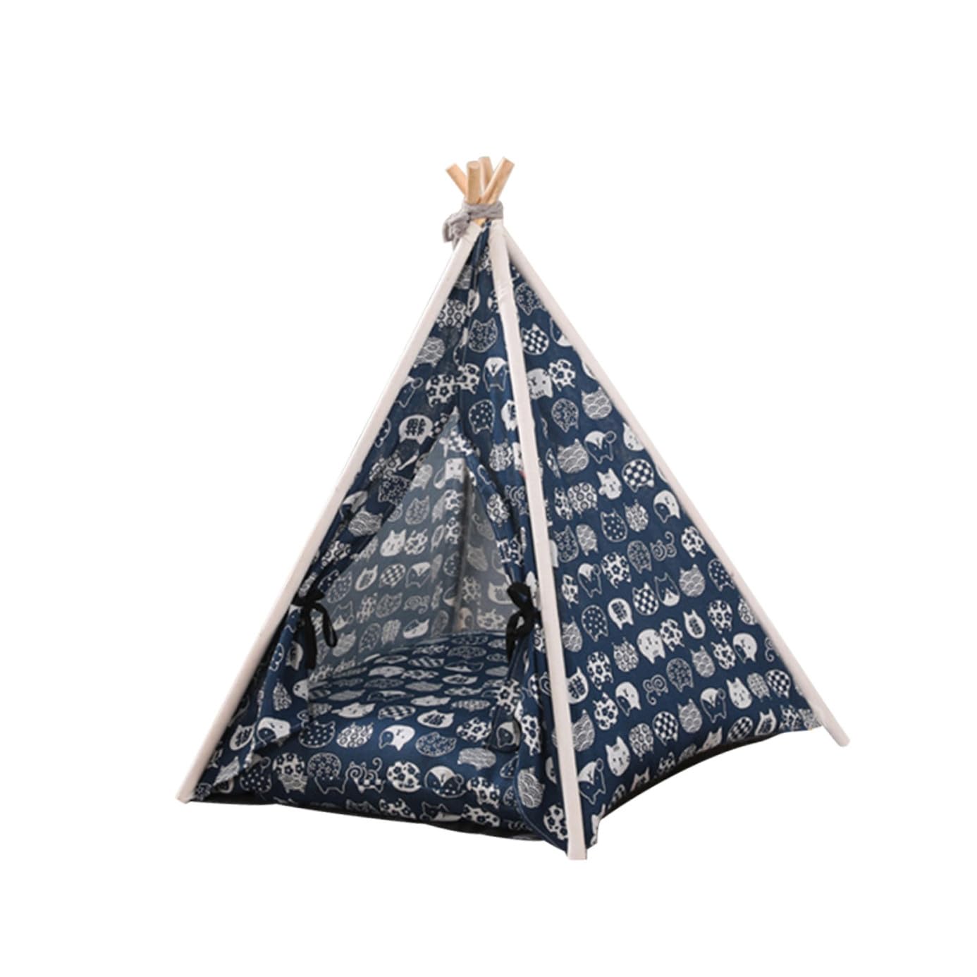 Toddmomy Tente pour Chien avec Coussin, Design Démontable, Lin et Bois