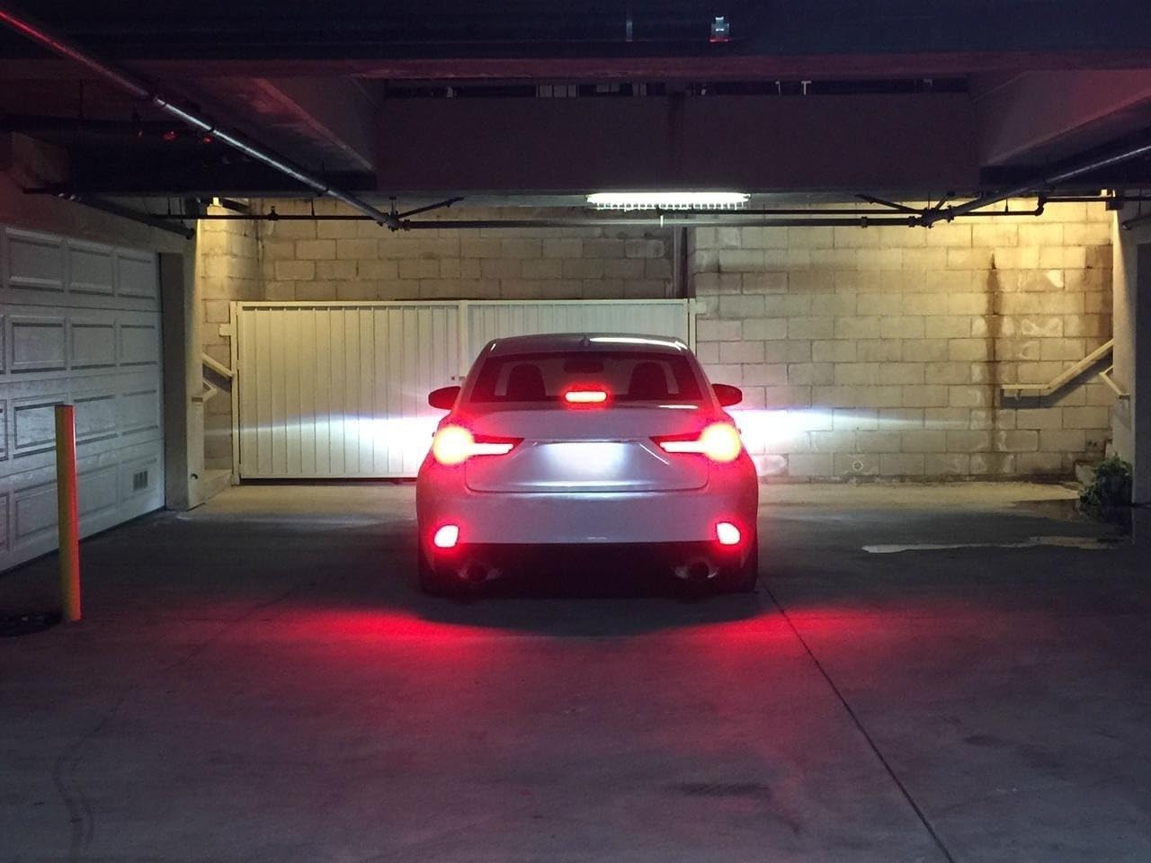 iJDMTOY Dark Smoked Lens 120-SMD Full LED Rear Bumper Reflector Light Trim Compatible With Lexus 2014-2020 IS200t IS250 IS300 IS350 IS-F. Function as Tail or Rear Fog Lights