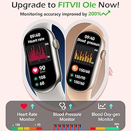 FITVII Slim Fitness Tracker AMOLED with Blood Oxygen, Blood Pressure, 24/7 Heart Rate and Sleep Tracking, IP68 Waterproof Activity Trackers and Smart Watches with Step Tracker, Pedometer for Women Men
