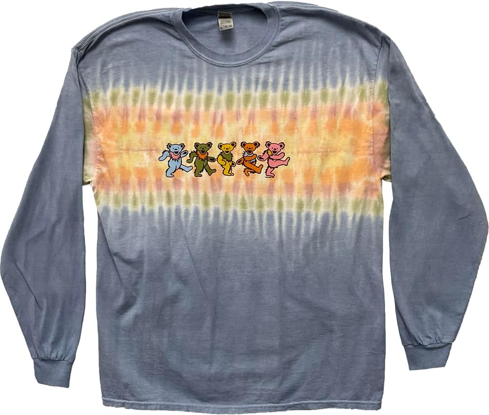 Manu BAy Surf Company Grateful Dead Colorful Bear Track Tie Dye Long Sleeve T-Shirt