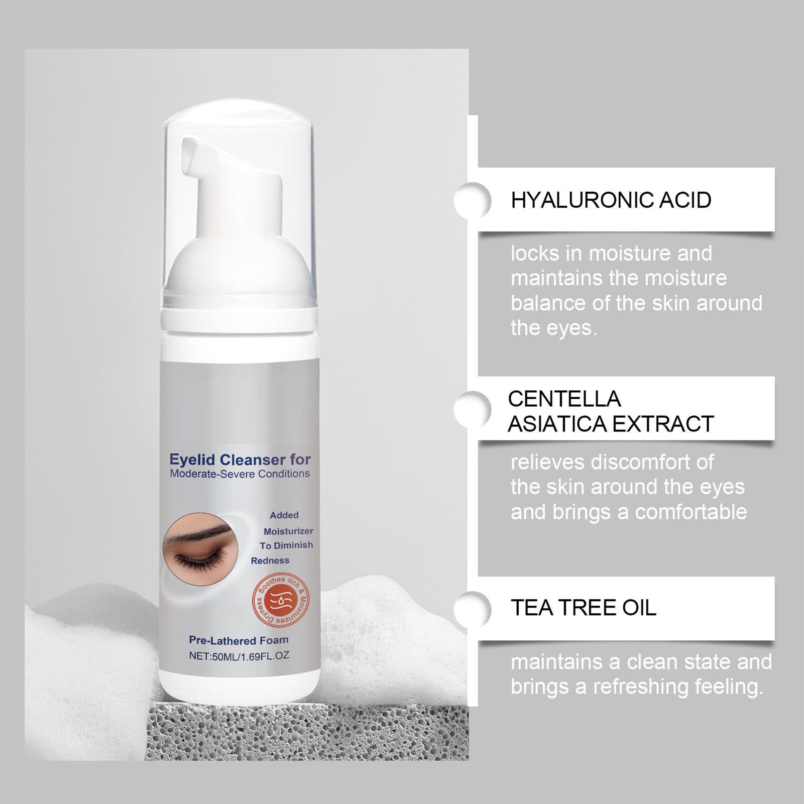Exfoliante de Párpados | Espuma de Limpieza Profunda para Pestañas 50ml - Lavado Hidratante con Limpieza Profunda, Productos de Limpieza Desmaquillante para Viaje, Salón y Uso Diario