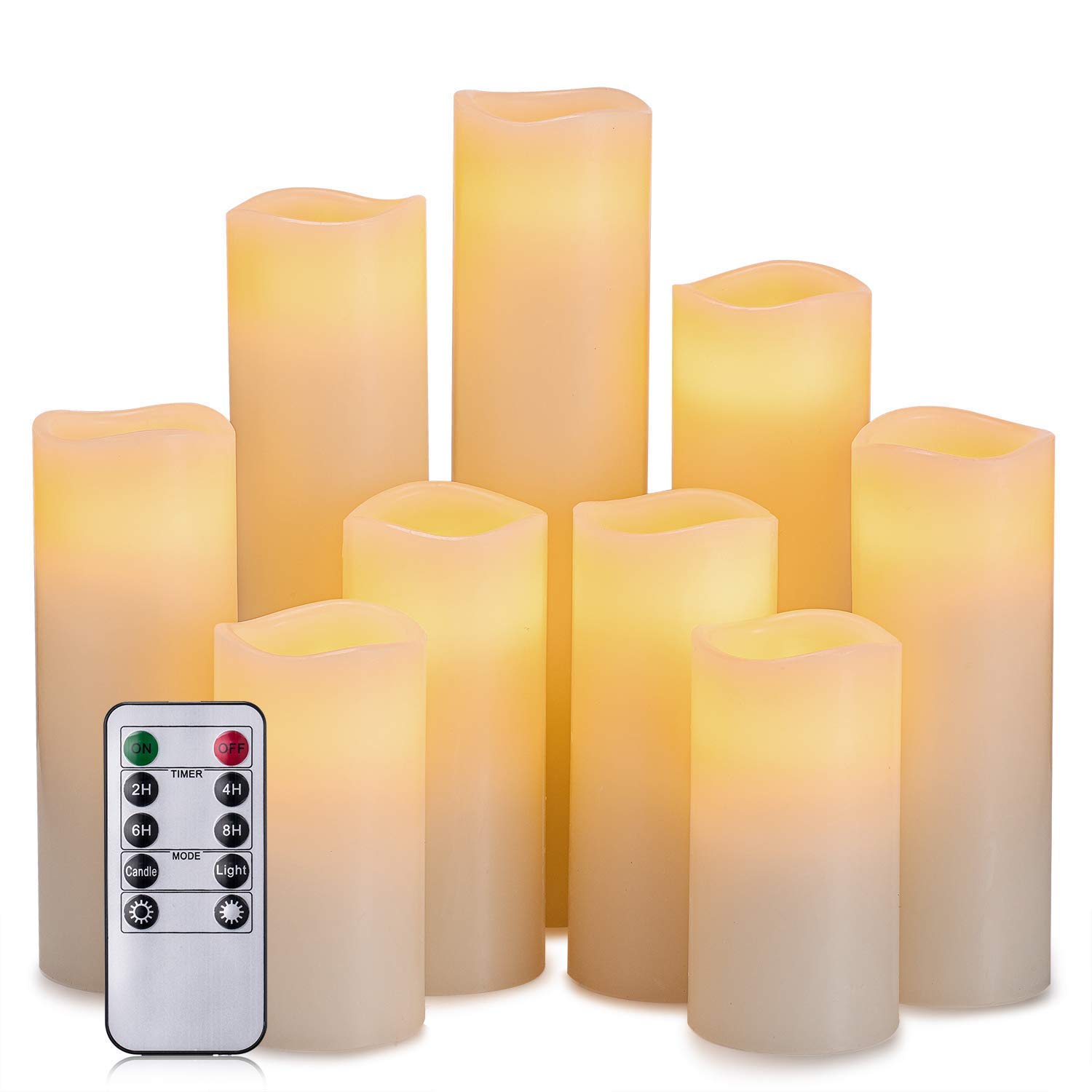 Hausware Flameless Candles Battery Operated Candles H 4" 5" 6" 7" 8" 9