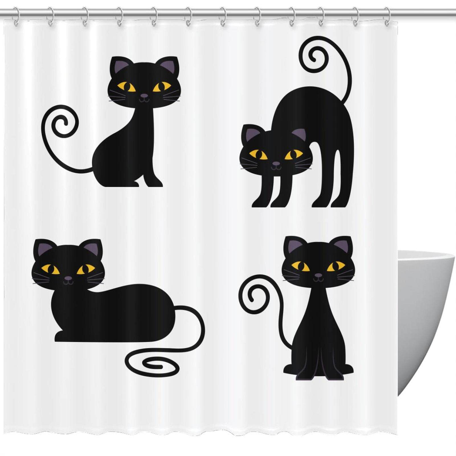 Rideau de douche chat noir pour égayer la salle de bain des enfants