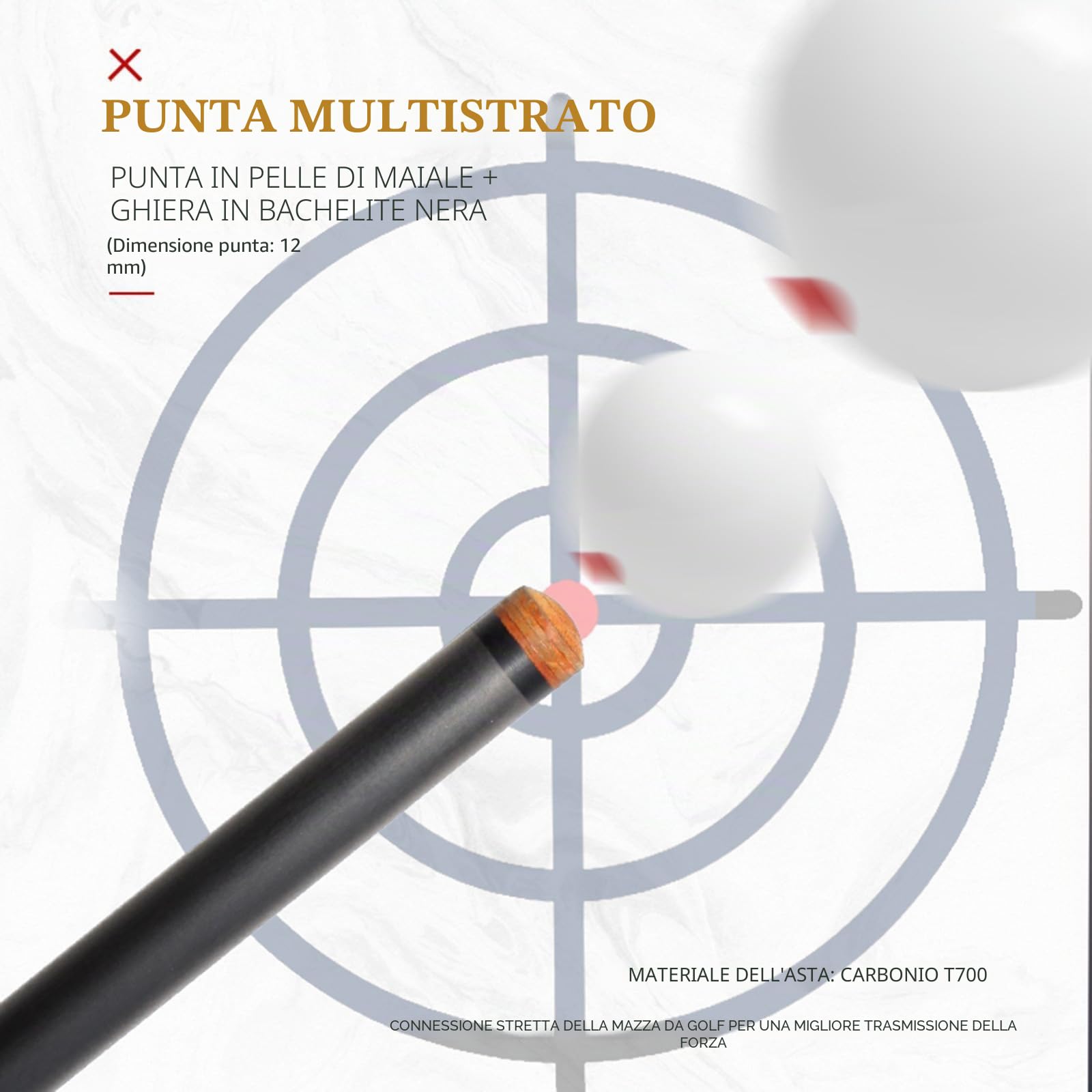 KHEALING Stecca da Biliardo in Fibra di Carbonio da 58 Pollici, Struttura 1/2, connettore a 3 Denti, Punta da 12,4 mm, 540-567 g, Adatta per Giocatori di Biliardo Professionisti