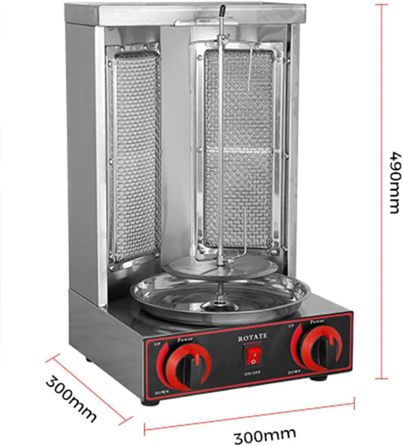 Gril De Four Gyroscopique Vertical À Gaz en Acier Inoxydable avec Bac De Collecte D'huile, Équipement D'ustensiles De Cuisson sans Fumée pour La Cuisine À Domicile De Restaurant Commercial