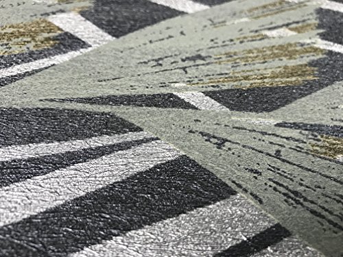 76 Sq.ft Made In Italy Portofino Wallcoverings Textured Rolls Modern Embossed Vinyl Wallpaper Silver Black Bronze Metallic Green Olive Floral Tropical Palm Leaves Pattern Trees Textures 3D Textured #TOP7