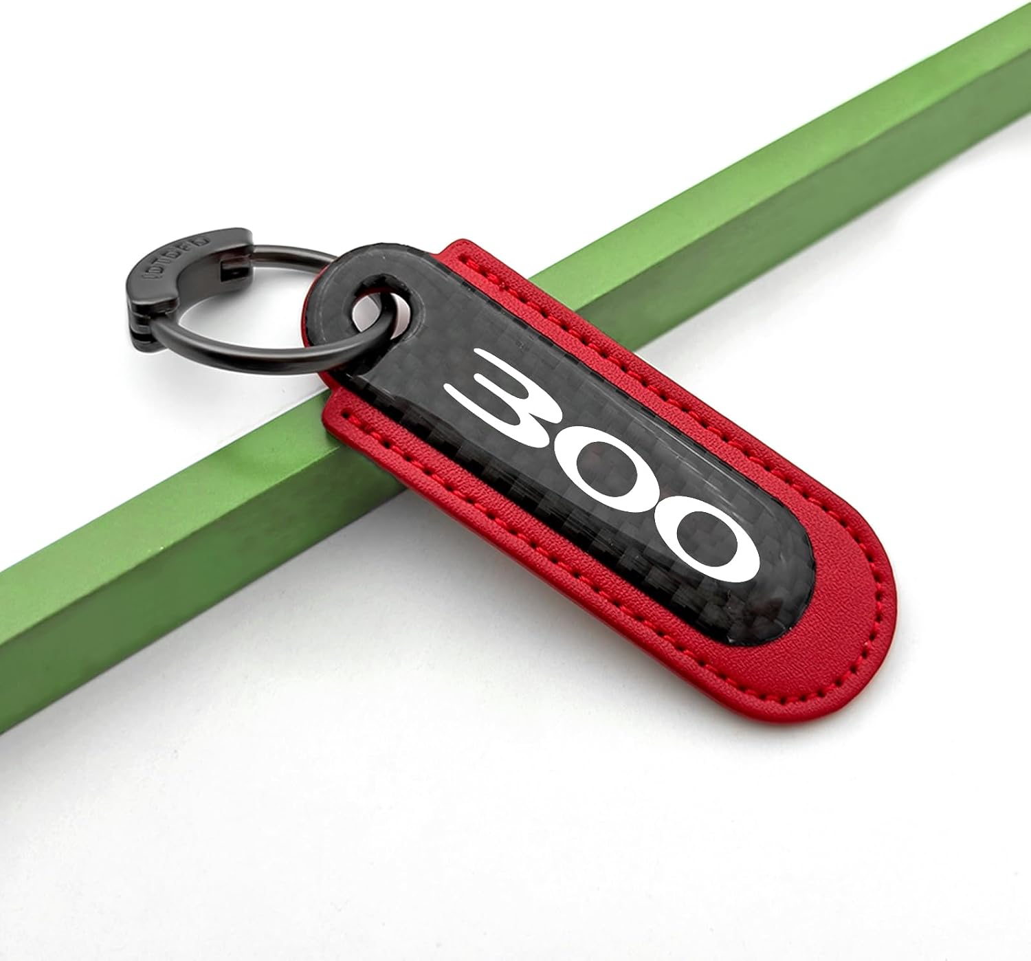 uuakarin for 300 300C 300S Carbon Fiber Style Car Keychain 300 Emblem Leather Key Chain Accessories