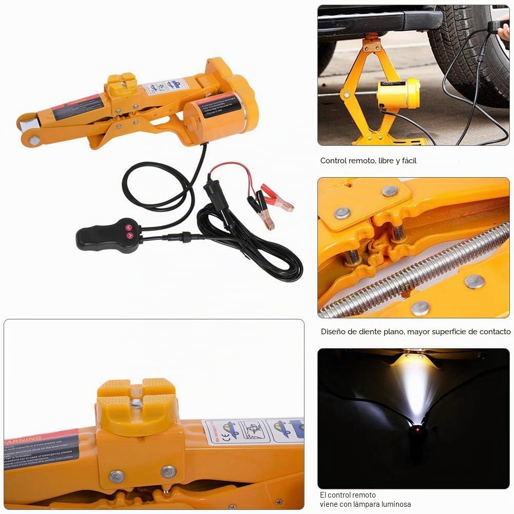 Gato Eléctrico para Automóvil, 2 Toneladas 12 V DC Elevador Coche Gato de Tijera Gato Hidráulico Universales para SUV Furgoneta Garaje y Equipo de Emergencia