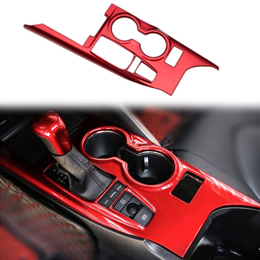 Rifoda for 2018 2019 2020 2021 2022 Toyota Camry ABS Accessories Center Console Gear Shift Panel Cover Fit for Carmy XLE XSE and All Hybrid Editon Interior Trims Red