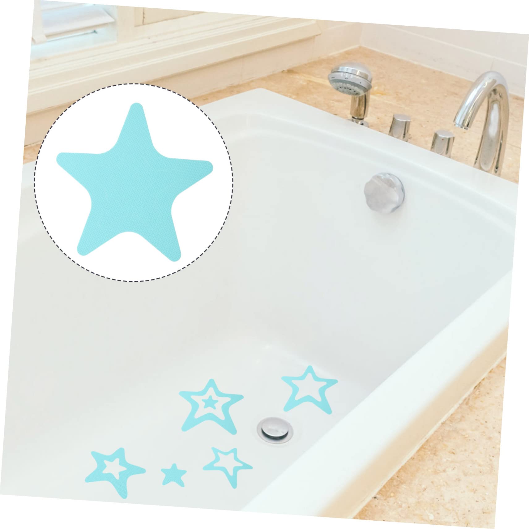 STOBAZA Pegatinas Antideslizantes Baño Adhesivas Seguridad Ducha Bañera Autoadhesivas Peva Impermeables Estrellas Azules para Suelo Baño 20 Piezas X 4