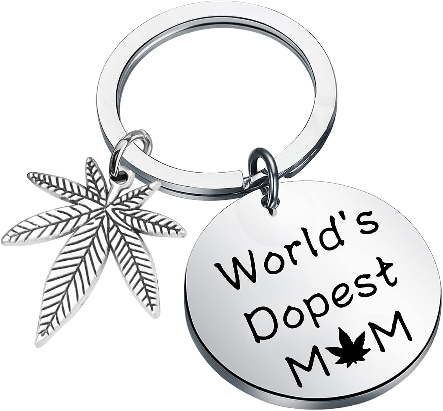 LQRI Marihuana Leaf Weed Mom Gift World's Dopest Mom Llavero Cannabis Leaf Marihuana Jewelry Funny 420 Regalo para mamá