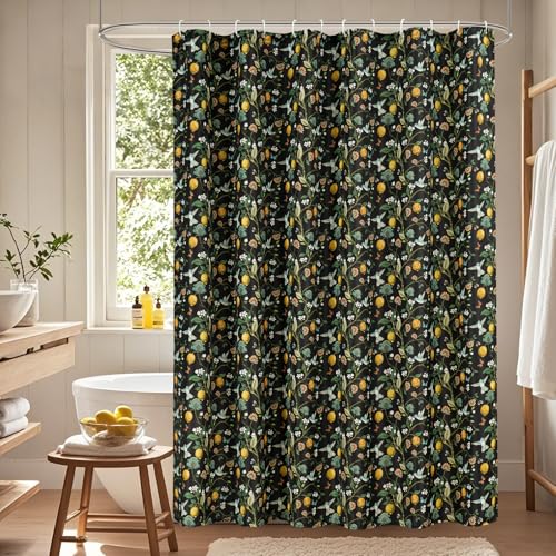 Fammio Boho Floral Bird Shower Curtain 72x72, Hummingbird Jungle Botanical Shower Curtains, Victorian Vintage Farmhouse Chic French Country Style, Black by Fammio - Used condition - Image 6
