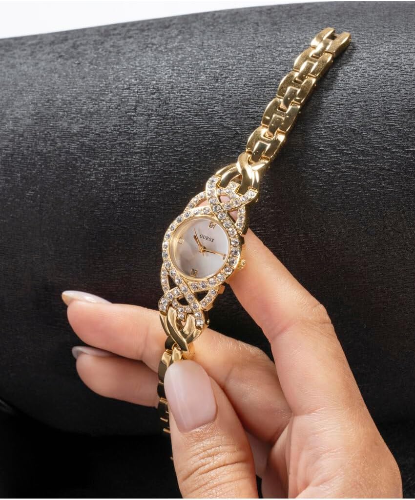 GUESS Gold-Tone Crystal Analog Watch