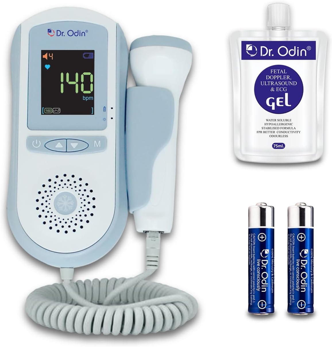 Dr. Odin OFD 103 Fetal Doppler with in-Built Speaker, Smart Noise Reduction & Heartbeat Detection Machine for Home & Clinic Use – Includes Ultrasound Gel for Accurate Monitoring