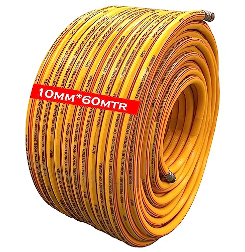 Image of DVI 10MM 5 Layered Heavy Duty High pressure hose pipe for bike /car wash, gases, pesticides spray, water delivery, household cleaning (DVI (10MM) 60 MTR HOSE PIPE)