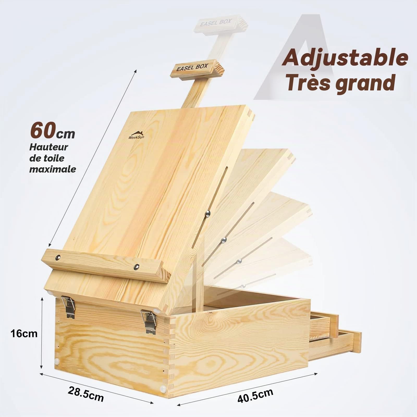 Chevalet de Table en Bois avec 55 Pièces Achevée Kit Peinture, Incluez 24 Peintures Acryliques, 10 Pinceaux, 12 Crayons de Couleur et Autres Fournitures D'art pour Artistes Amateurs Débutants