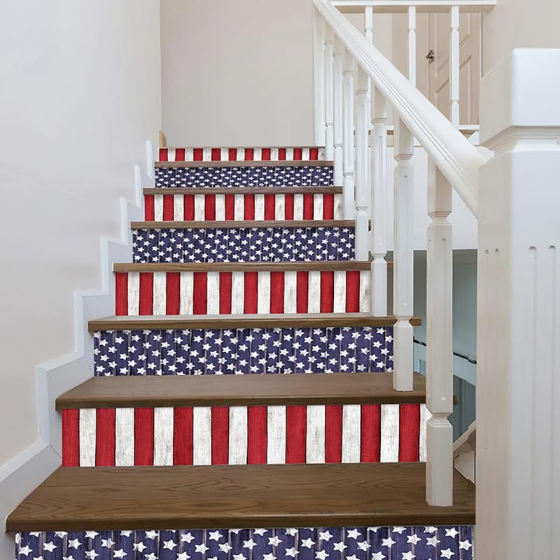 Pegatinas de escalera con estrellas y rayas para salones y entradas 4