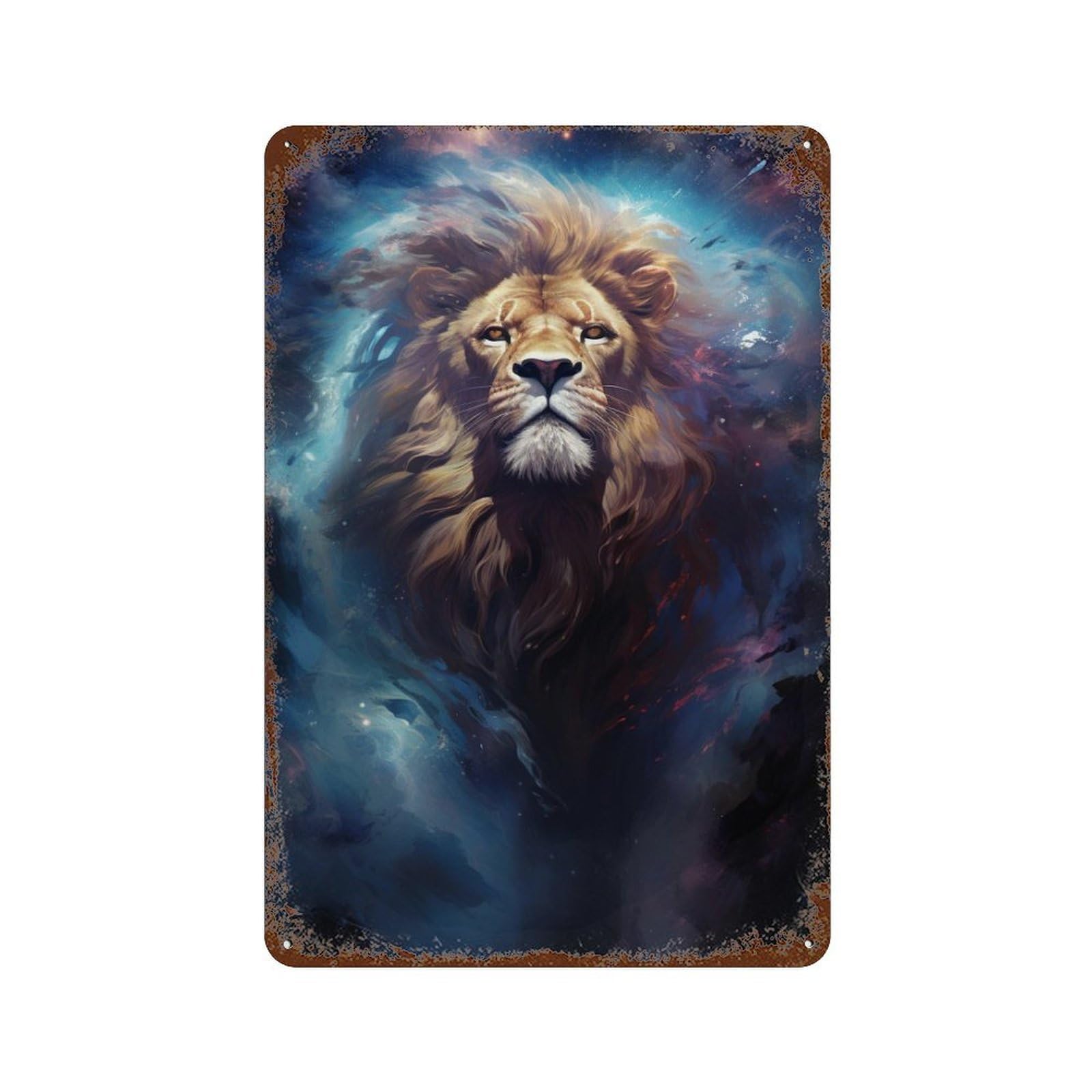 Cosmic Lion Majesty Decorative Tin Sign 11.8"x7.9", for Bistro, Counter And Cafe Decor, Novelty Wall Decor
