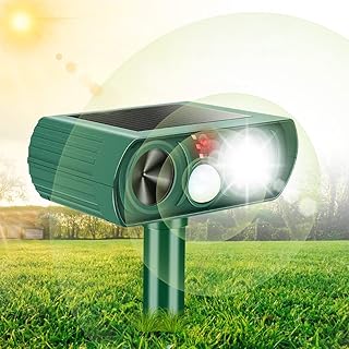 KOEPUO Cat Deterrents Ultrasonic Cat Scarers for Gardens Waterproof Fox Repellent with Flashing Light Solar Animal Repeller Outdoor for Farm Yard Camping Dogs Birds Squirrels Rodent Upgraded