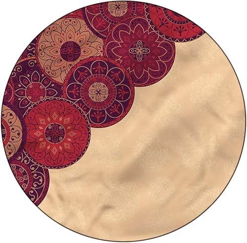 Mantel redondo pequeño, mantel de poliéster lavable color borgoña, tradicional, para mesas redondas de 35 pulgadas de diámetro, para bodas, fiestas,