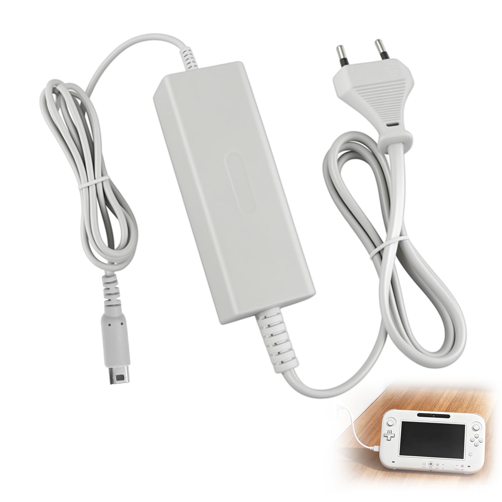 Cargador para Nintendo Wii U Gamepad, Fuente de Alimentación Pared Cargador Cable, Power Adapter para Wii U, AC 100-240V Alimentación Portátil Carga Rápida para U Gamepad