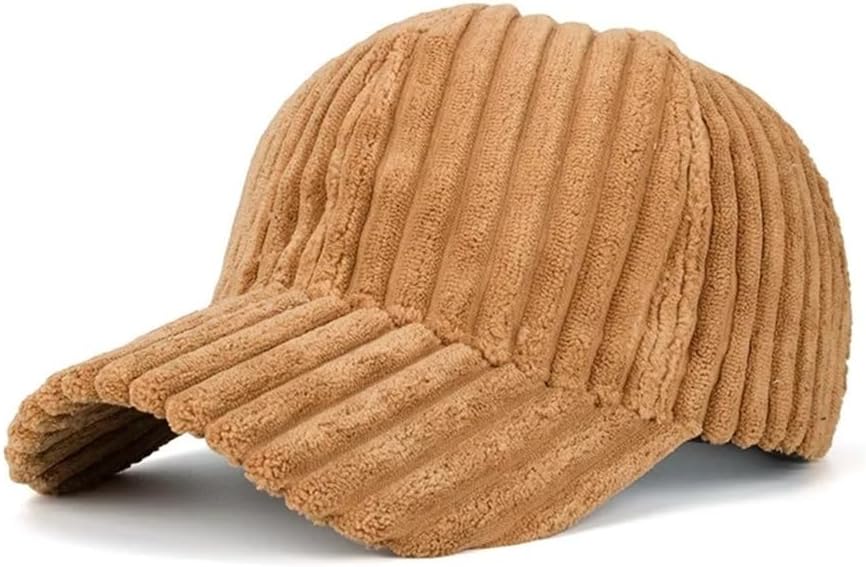 Striped Plain Corduroy Baseball Cap Autumn Winter Keep Warm Women Mens Adjustable Dad Hat