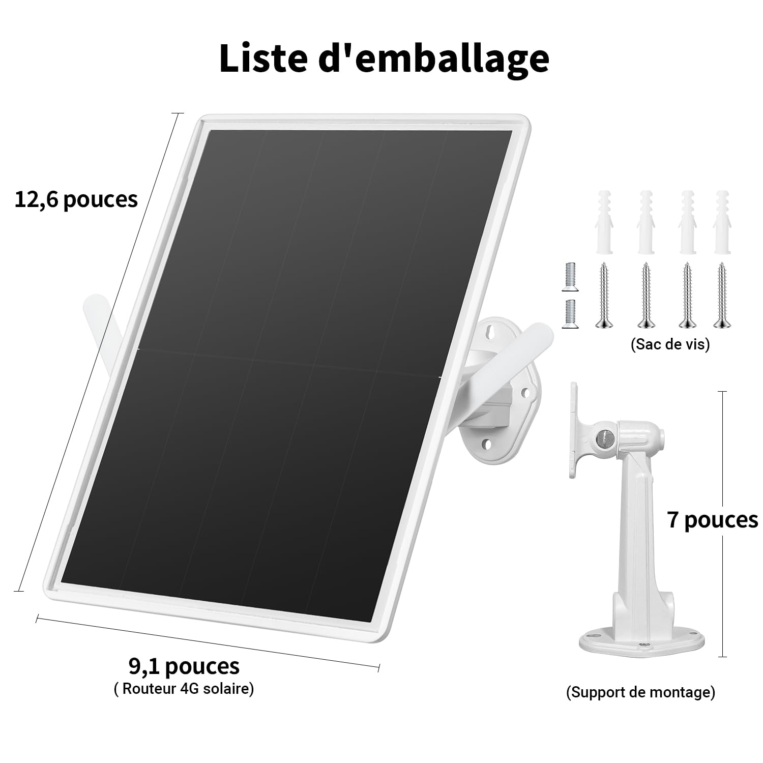 Routeur Solaire extérieur 4G pour caméras de sécurité, Prend en Charge Les Cartes SIM/VSIM, Batterie intégrée de 20000 mAh et Panneau Solaire de 15 W, connecte jusqu'à 8 caméras de sécurité et