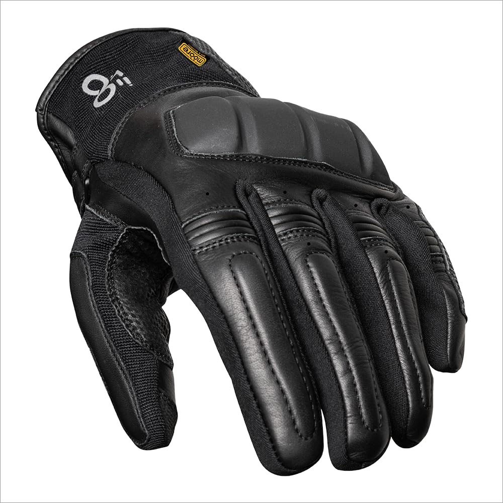 Moore I Guantes de Moto 360 S Negro – Impermeables, Piel Bovina, Protección CE.
