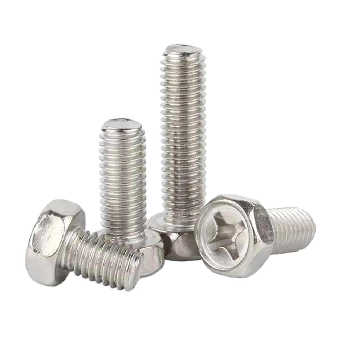 Viti a croce Vite a testa esagonale esterna Phillips M3 M4 M5 M6 M8 Bullone a croce in acciaio inossidabile 304 5 pezzi(M3x12mm)