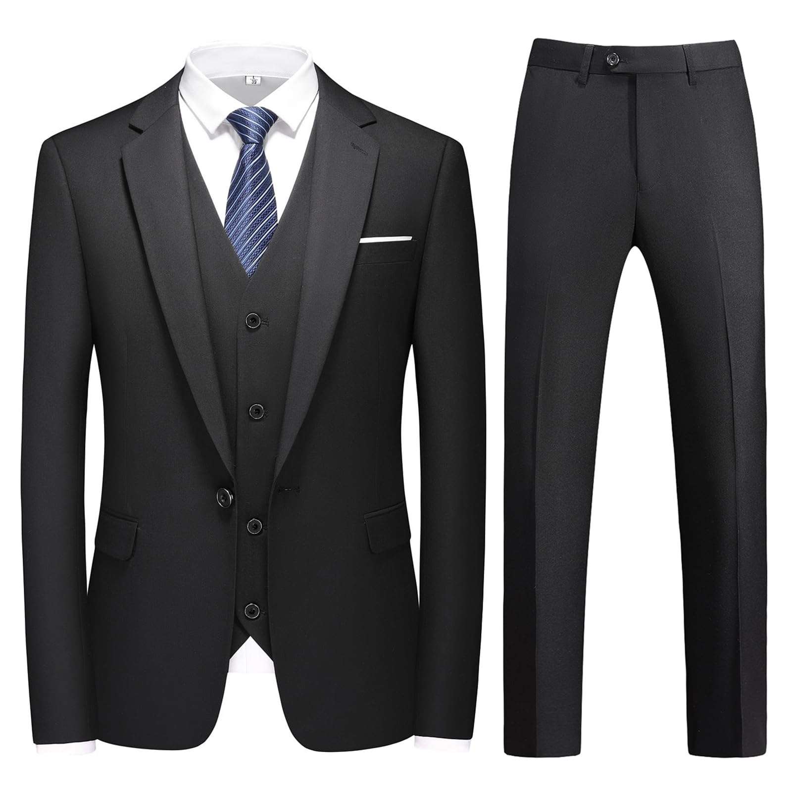 Mens 3 Pieces Suit Business One Button Tuxedo Suit for Men Tuxedo Classic Blazer Waistcoat Trousers Set