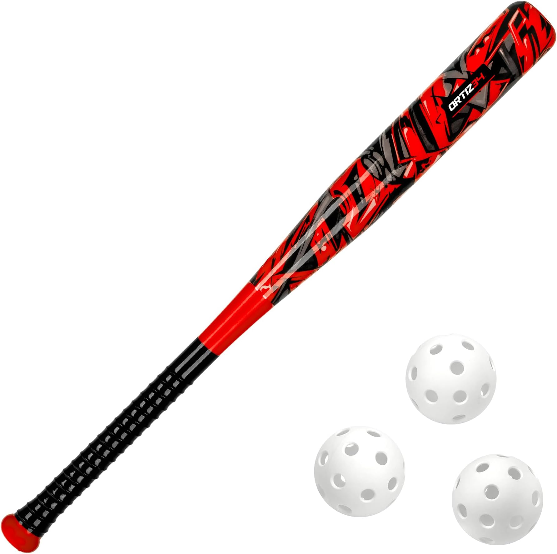 Bat & Ball Set - Graffiti Plastic Bat & Ball Homerun Set- David Ortiz Backyard Baseball Set for Youth, Kids, Teenagers, Adults (Bat & Ball Set, Blue)