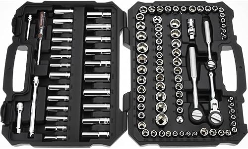 Paramount Juego de herramientas de enchufe profundo y estándar de 103 piezas, pulgadas y métricas