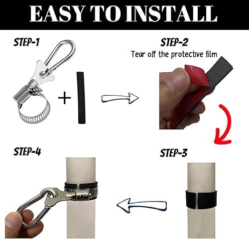 Miniatura 2 de Clips de bandera de látigo con abrazadera de mosquetón, clips de bandera para exterior, clips de poste de bandera de acero inoxidable para asta de