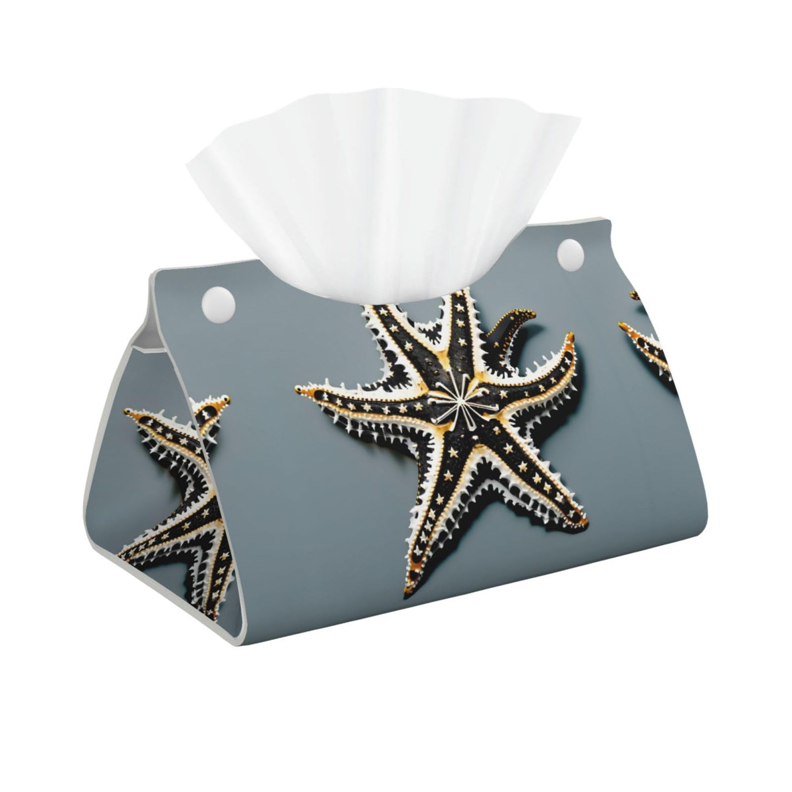 Cute Starfishes Long Tissue Box Cover â€ Living Room, Office, Car â€ Crafted from Leather- â€ Foldable Home Decoration
