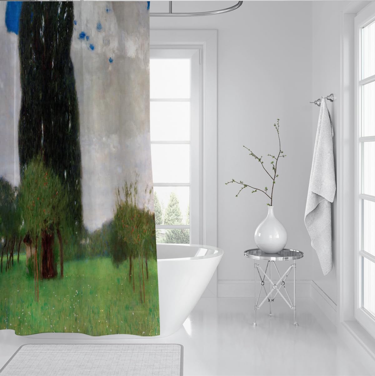 Rideau de Douche Paysager Rustique Crochets 240x180cm