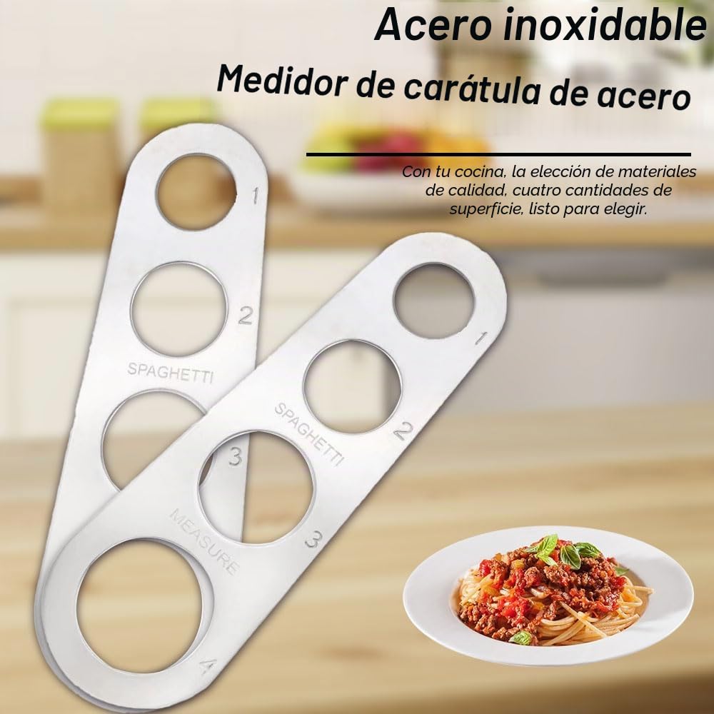 Lmyzcbzl Medidor de Espaguetis Acero Inoxidable, Dispositivo de Medición, Gadgets de Control de Pasta Con 4 Orificios, Herramienta de Cocina