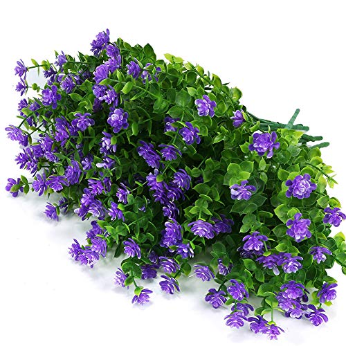 Artbloom 24 Bundles Outdoor Artificial Flowers Uv Resistant Fake Boxwood Plants, Faux Greenery For Indoor Outside Hanging Plants Garden Porch Window Box Home Wedding Farmhouse Décor (Purple) #TOP3