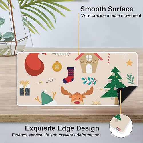 Miniatura 4 de Vintage Reindeer Tree Mouse Pad Large Gaming Desk Pad with Non- Slip Rubber Base Smooth Face Computer Desk Gaming Items for School Home Office Gamer