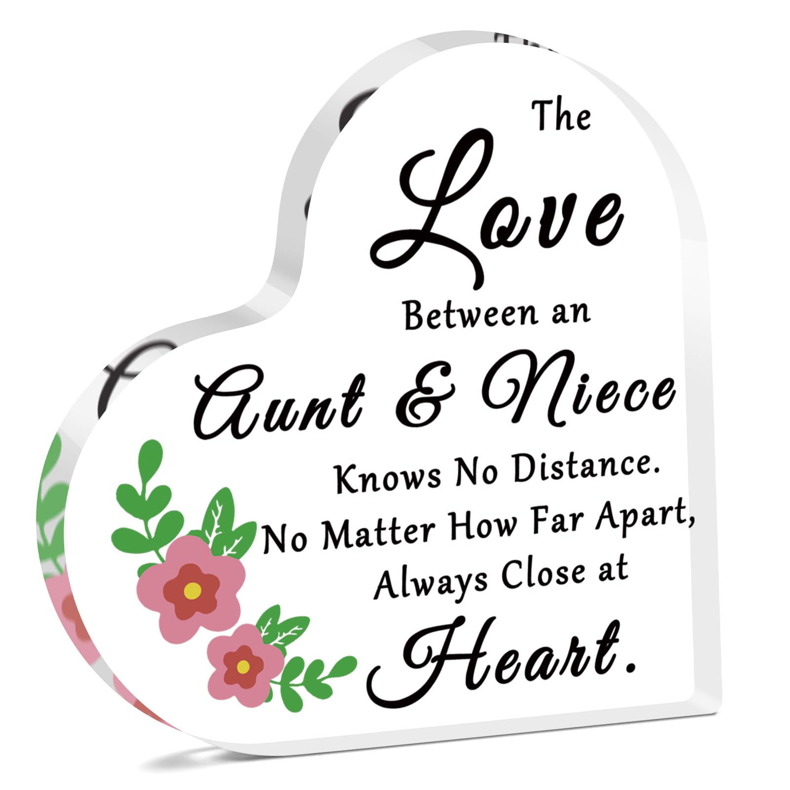 Aunt Niece Gifts Acrylic Plaque Aunt Gifts from Niece Mothers Day Valentines Day Birthday Present for Auntie Acrylic Sign for Desk Acrylic Heart