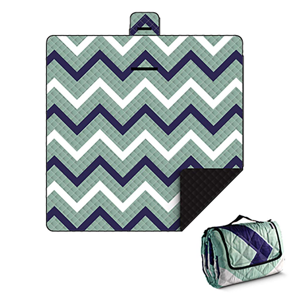 Coperta da Picnic Spessa con Manico Extra Grande Trapuntato Imbottito All'aperto Zigzag Impermeabile Portatile Pieghevole Lavabile in Lavatrice per Bambini Spiaggia Campeggio Giardino (Blu)