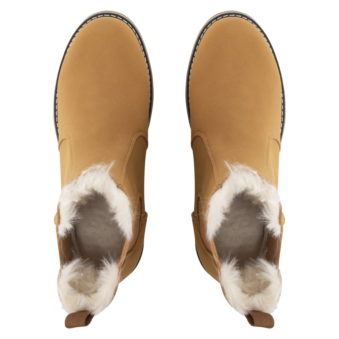 Polar Damen Chelsea Stiefeletten – Nubuk-Optik, Memory Foam, Wasserdicht, Gummisohle, Kunstfellfutter, Genähte & Umgeschlagene Sohle