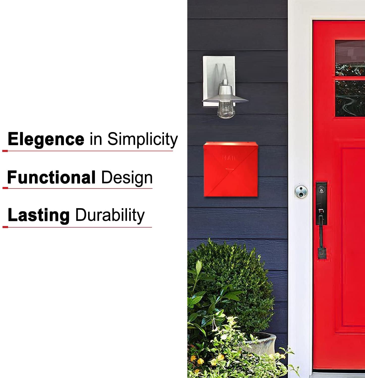 Snapklik.com : Chicago Glossy Red Mailbox, Rust Resistant Wall Mount ...