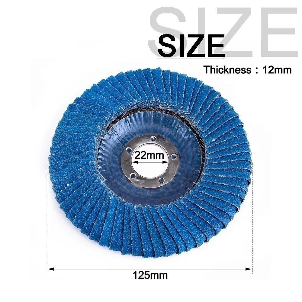 Disco de lijado para amoladora angular 5 discos abrasivos for amoladora angular, grano 60, de láminas profesionales azules 125 mm/5 pulgadas
