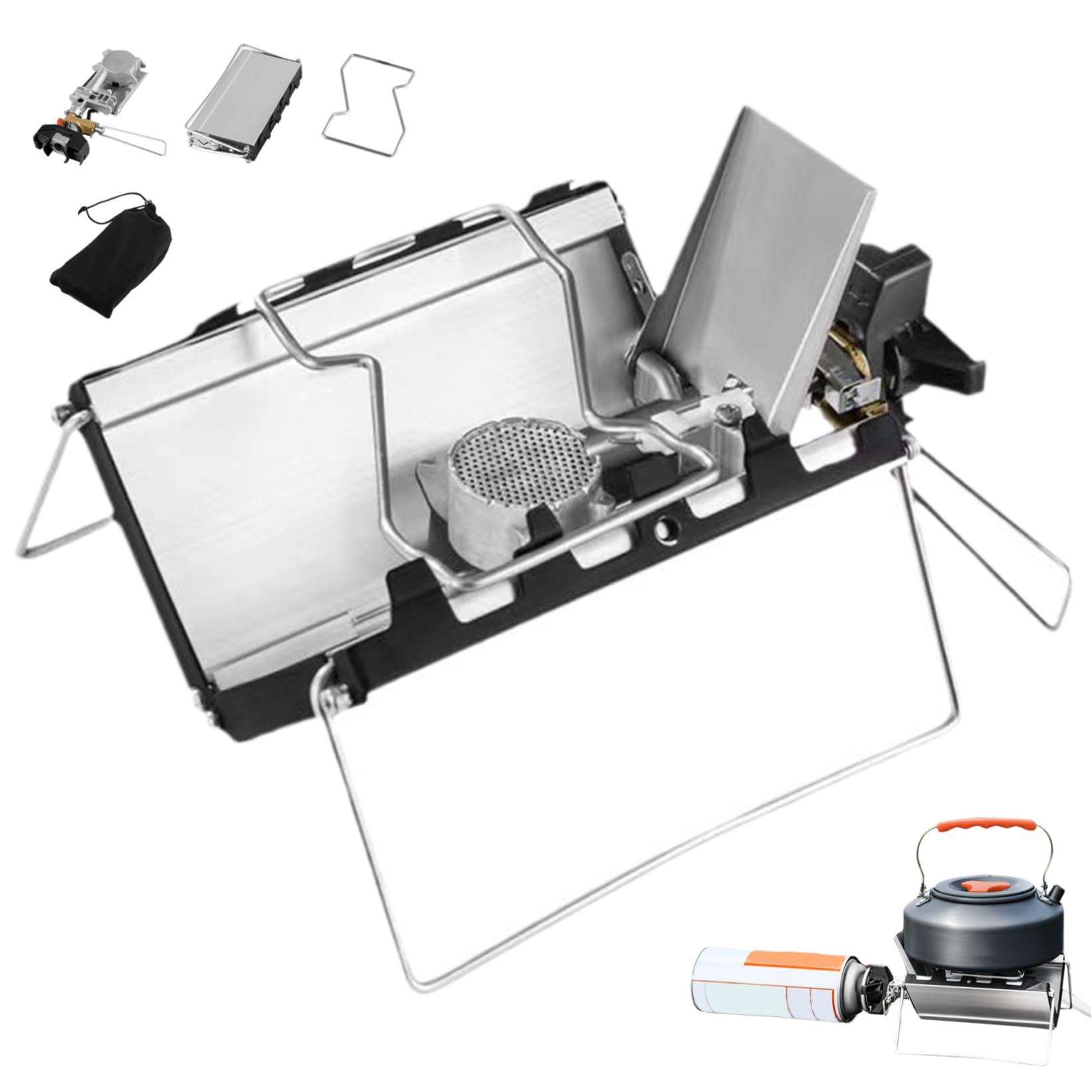 Réchaud à gaz coupe-vent 3500W haute résistance avec système d'allumage performant